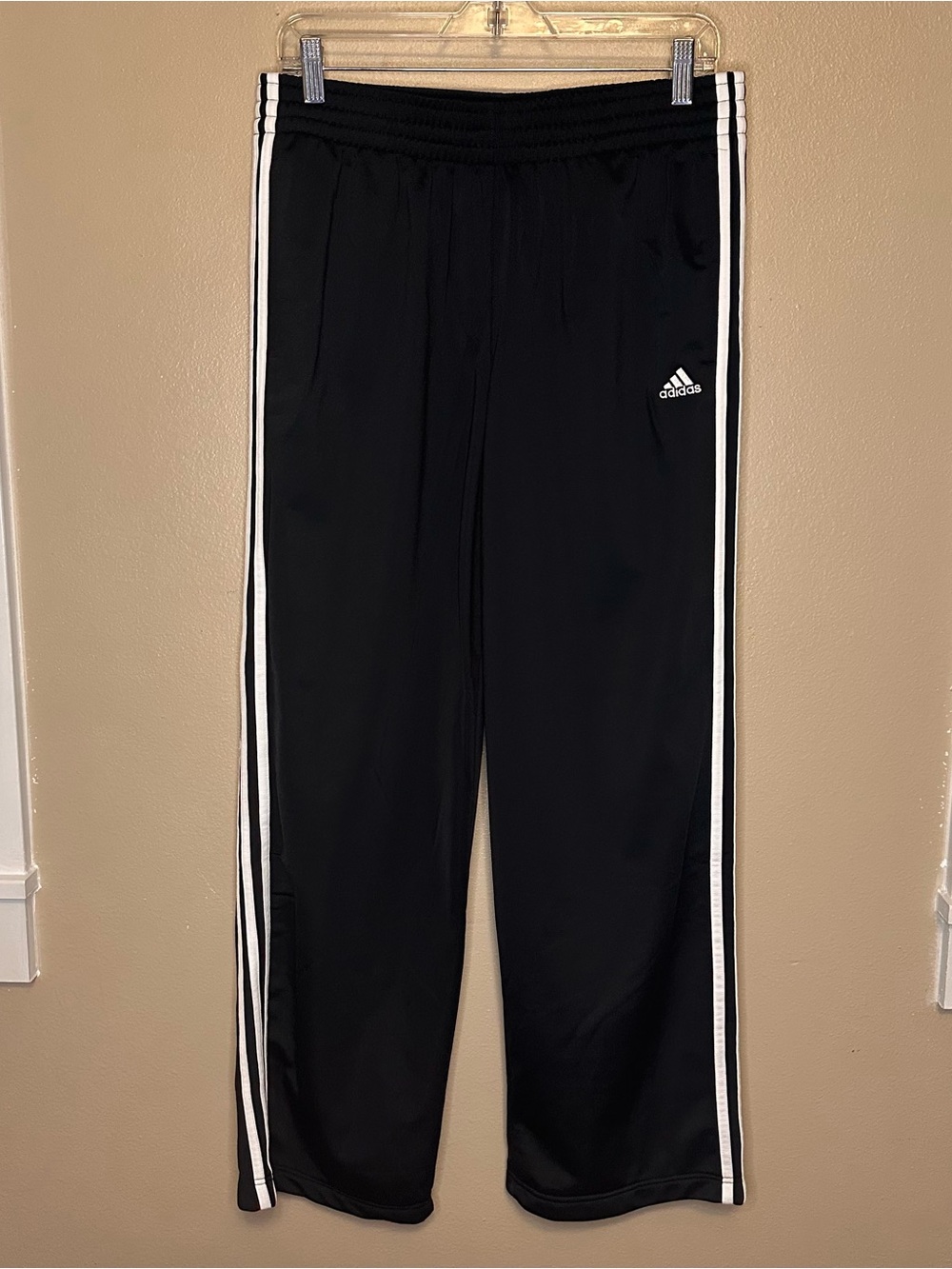 adidas Black Joggers with White Side Stripes